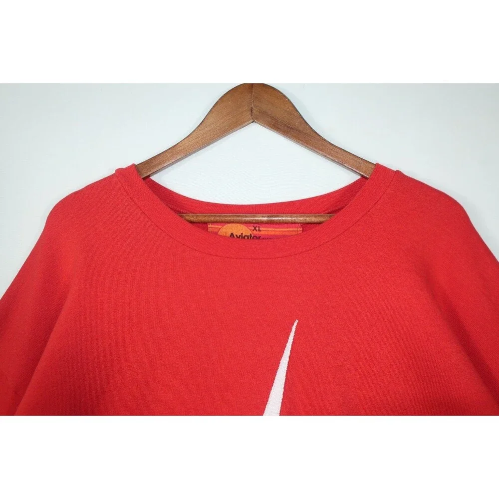 Aviator Nation Red & White Lightning Bolt Crewneck Sweatshirt Men's Size Large - Picture 10 of 11